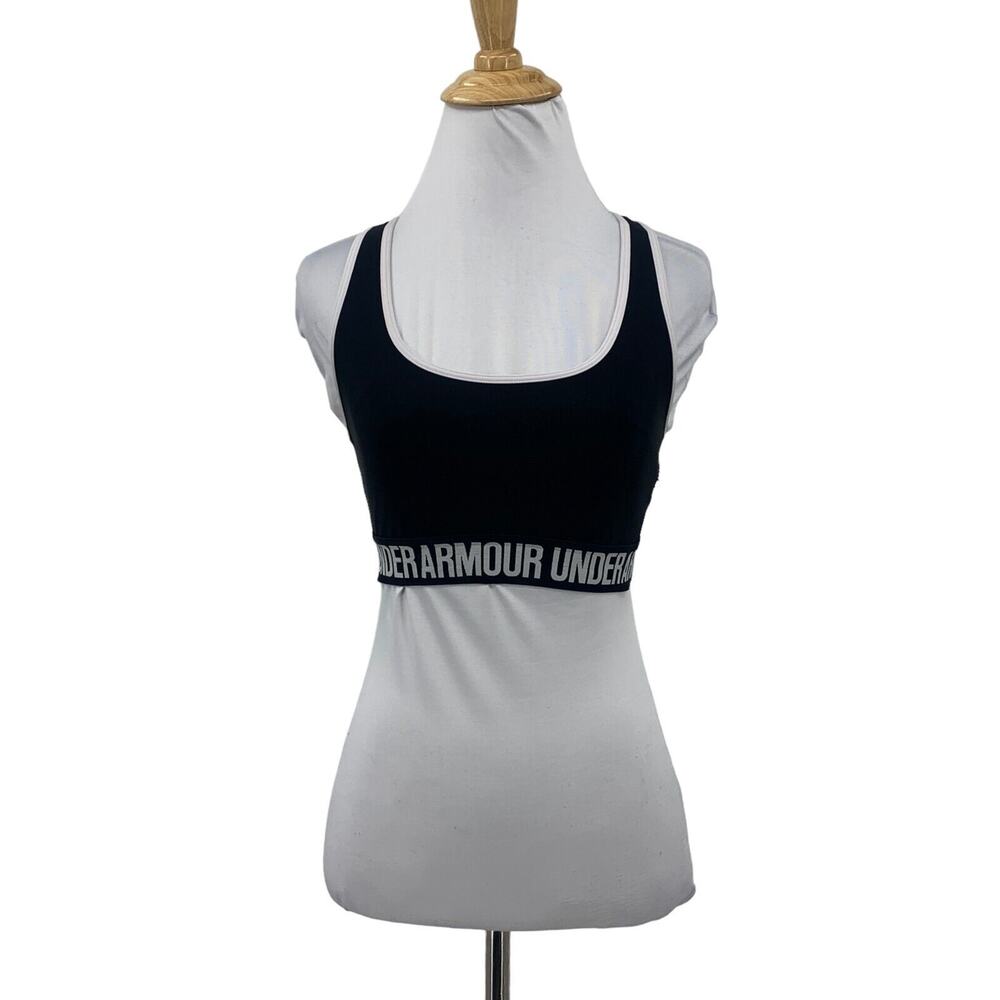 Under Armour Compression Sports Bra Womens M Medium Black Crossback Scoop Neck